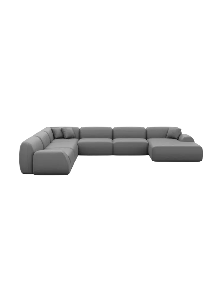 7-Sitzer Design Echtleder Panorama-Sofa „Lumera XXL“ Echtleder Dark Grey BLOOMINGLOFT Collection