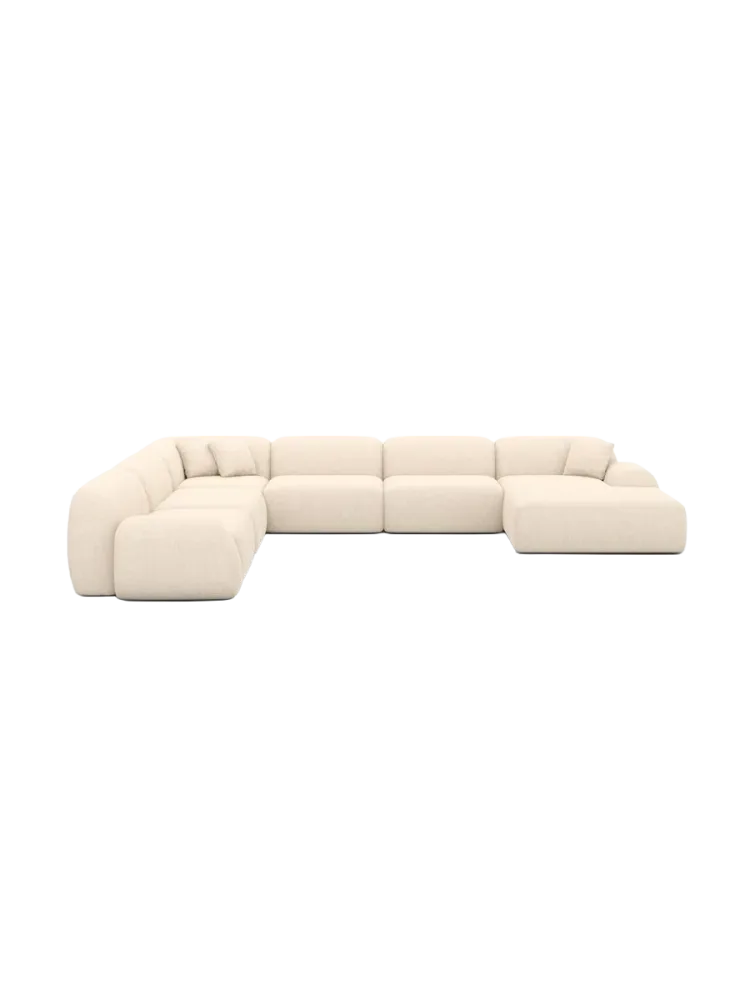 7-Sitzer Design Panorama-Sofa „Lumera XXL“ mit Strukturstoff-Bezug Strukturstoff Cream BLOOMINGLOFT Collection