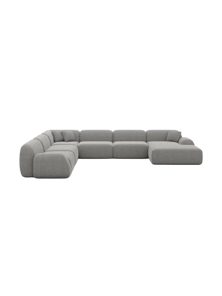 7-Sitzer Design Panorama-Sofa „Lumera XXL“ mit Strukturstoff-Bezug Strukturstoff Grau BLOOMINGLOFT Collection