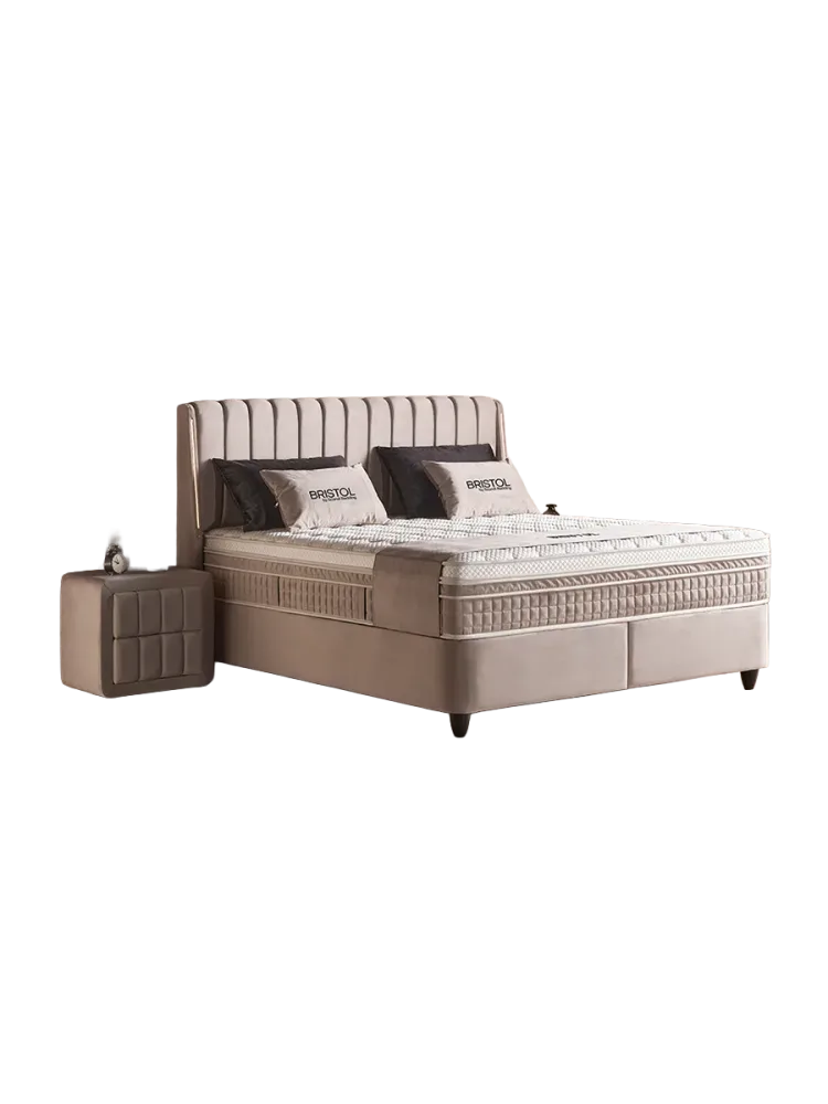 Design Boxspringbett „Bristol“, verschiedene Grössen Beige / Light Taupe SCANDIBEDDING