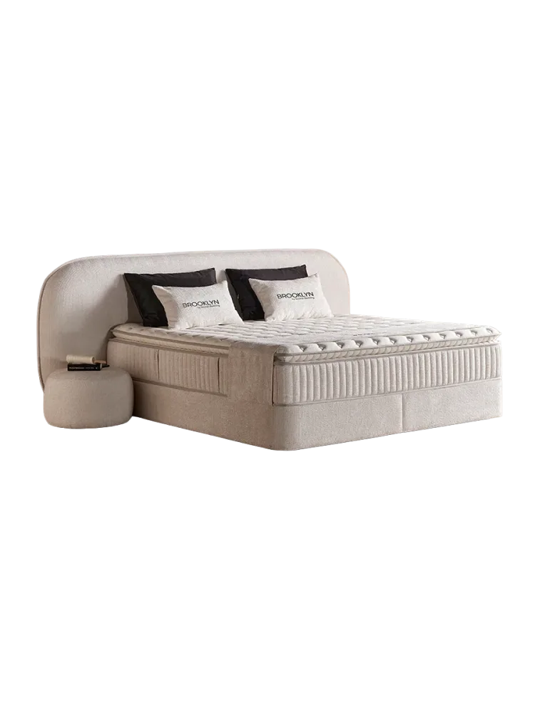 Premium Boxspringbett „Brooklyn“ inkl. Matratze & Topper Weiss  160 x 200 cm SCANDIBEDDING