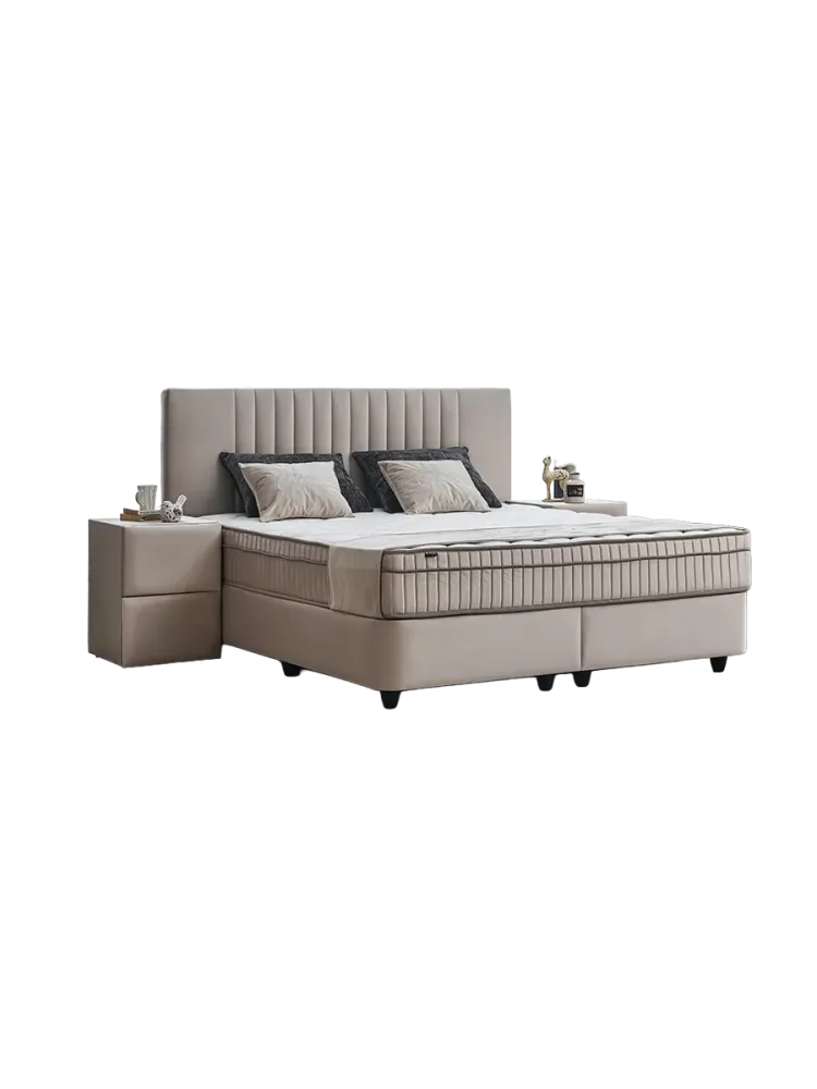 Premium Boxspringbett „Clara Beige“ inkl. Matratze & Topper  140 x 200 cm BEDS SUPPLY