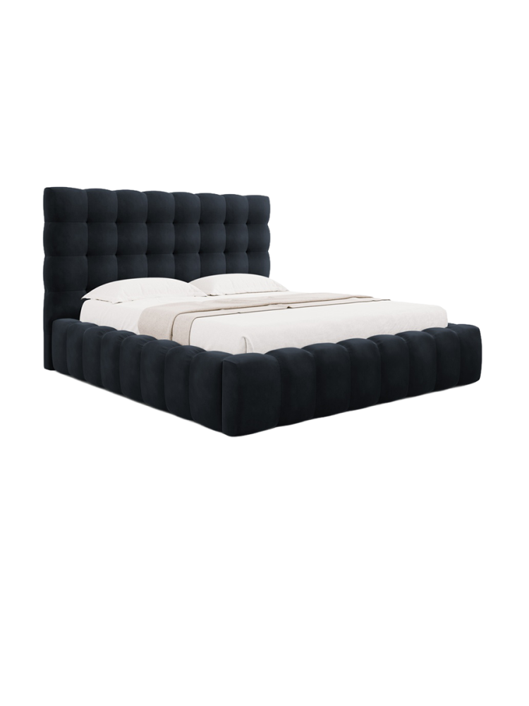 Design Polsterbett „Bali“ mit Ablagefach, Dunkelblau chosen by Bloomingloft