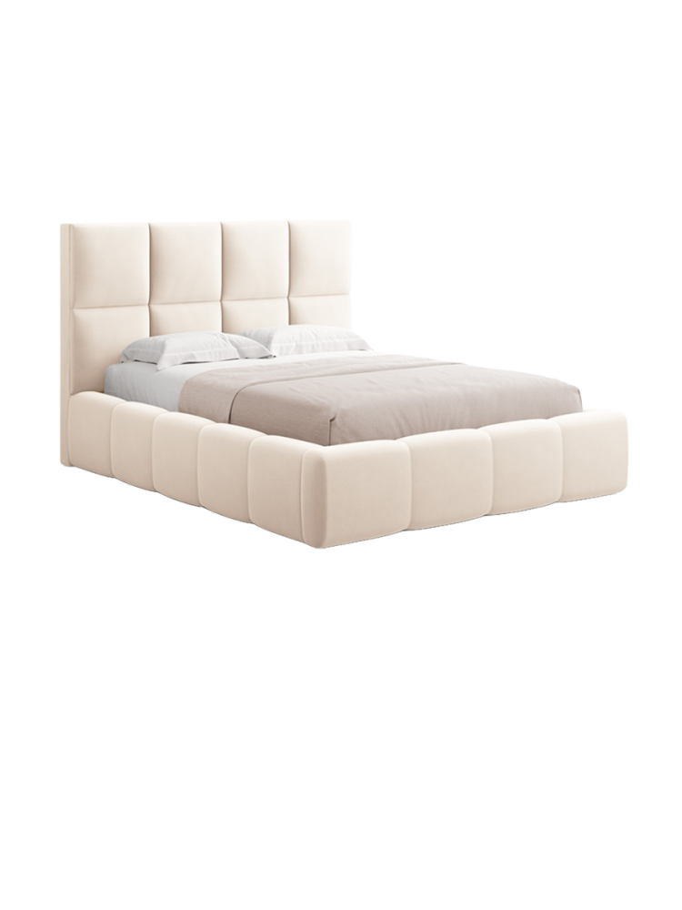 Design Polsterbett „Livigno“ mit Ablagefach, Samt Light Beige chosen by Bloomingloft