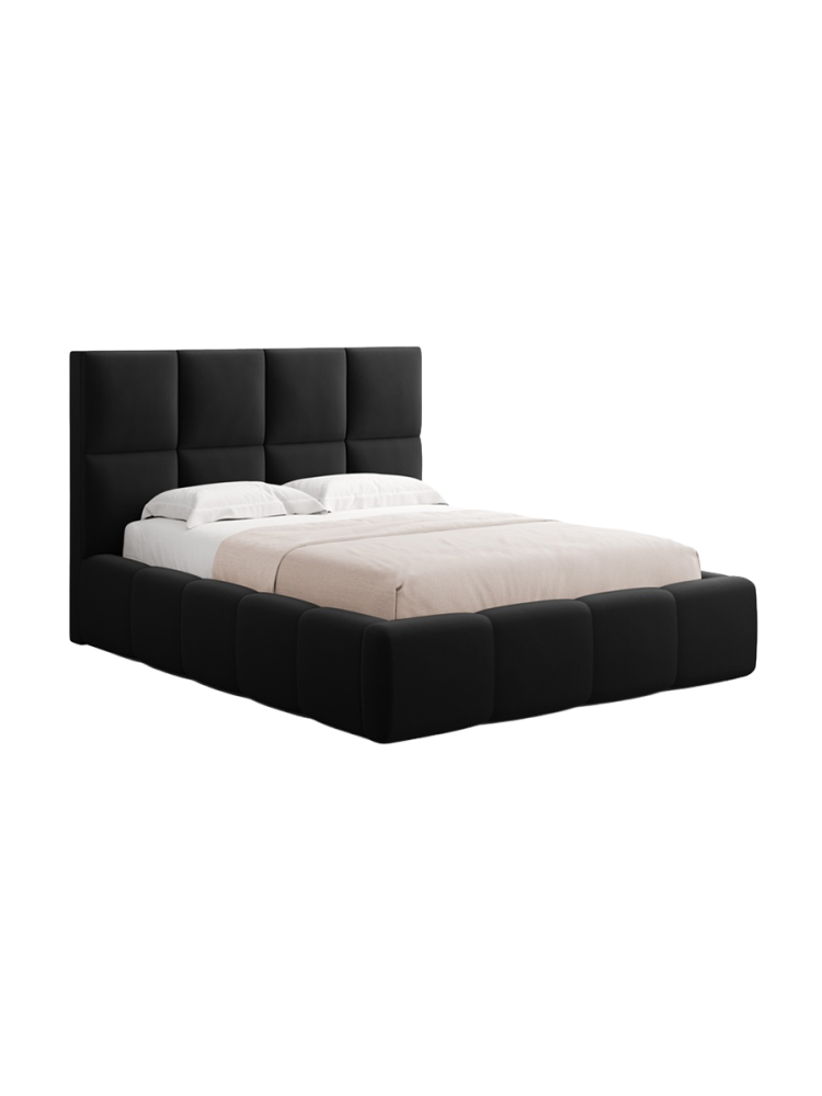 Design Polsterbett „Livigno“ mit Ablagefach, Samt Schwarz chosen by Bloomingloft