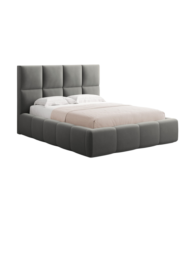 Design Polsterbett „Livigno“ mit Ablagefach, Samt Hellgrau chosen by Bloomingloft