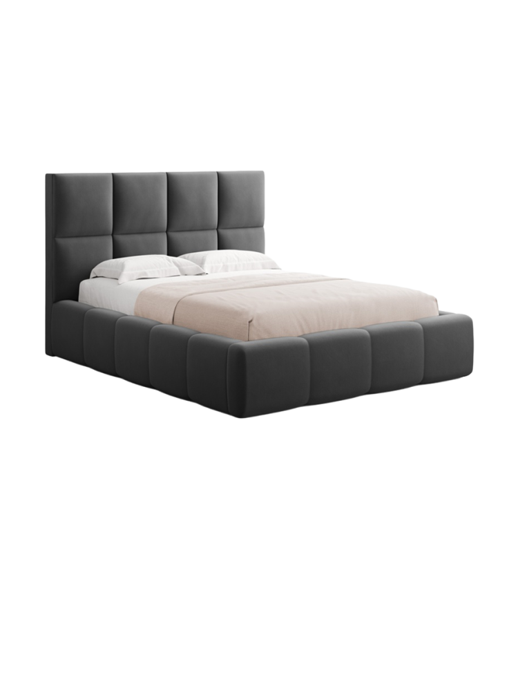Design Polsterbett „Livigno“ mit Ablagefach, Samt Grau chosen by Bloomingloft