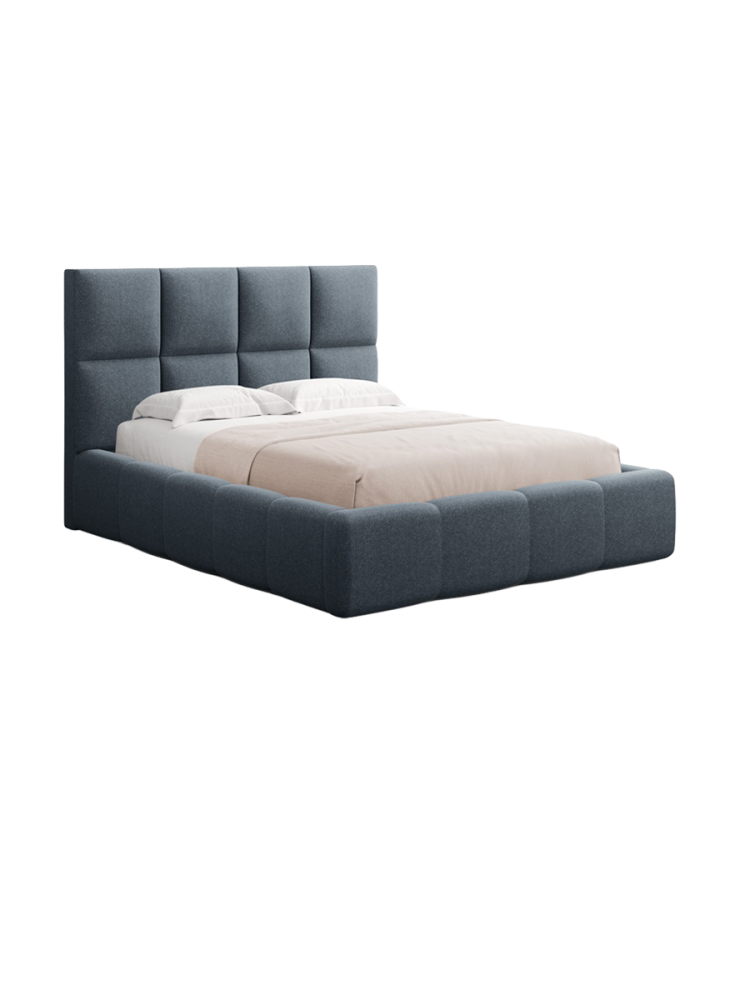 Design Polsterbett „Livigno“ mit Ablagefach, Strukturstoff Dunkelblau chosen by Bloomingloft