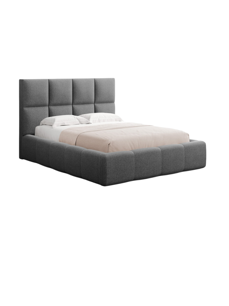 Design Polsterbett „Livigno“ mit Ablagefach, Strukturstoff Dunkelgrau chosen by Bloomingloft