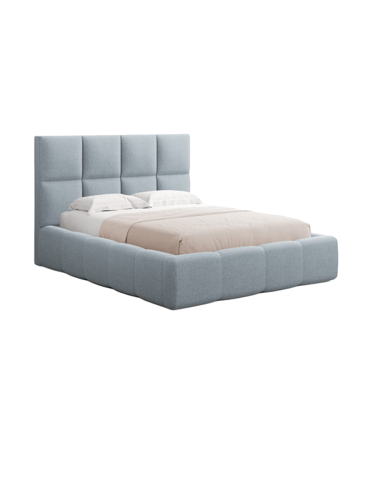 Design Polsterbett „Livigno“ mit Ablagefach, Strukturstoff Hellblau chosen by Bloomingloft