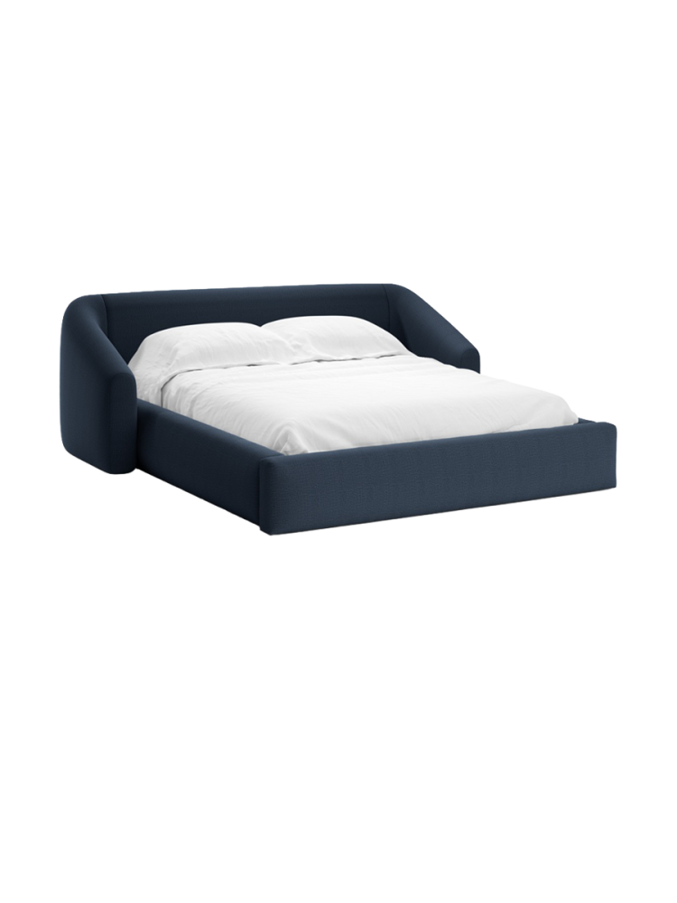 Design Polsterbett „Campi“ mit Ablagefach, Strukturstoff Königsblau chosen by Bloomingloft