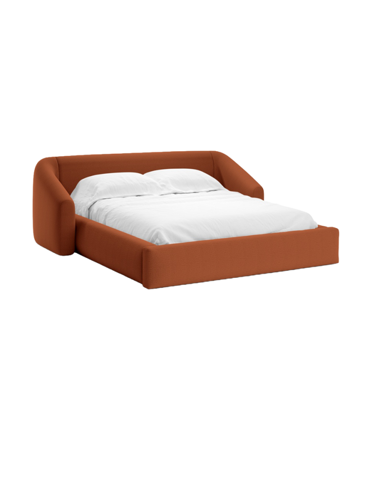 Design Polsterbett „Campi“ mit Ablagefach, Strukturstoff Brick chosen by Bloomingloft