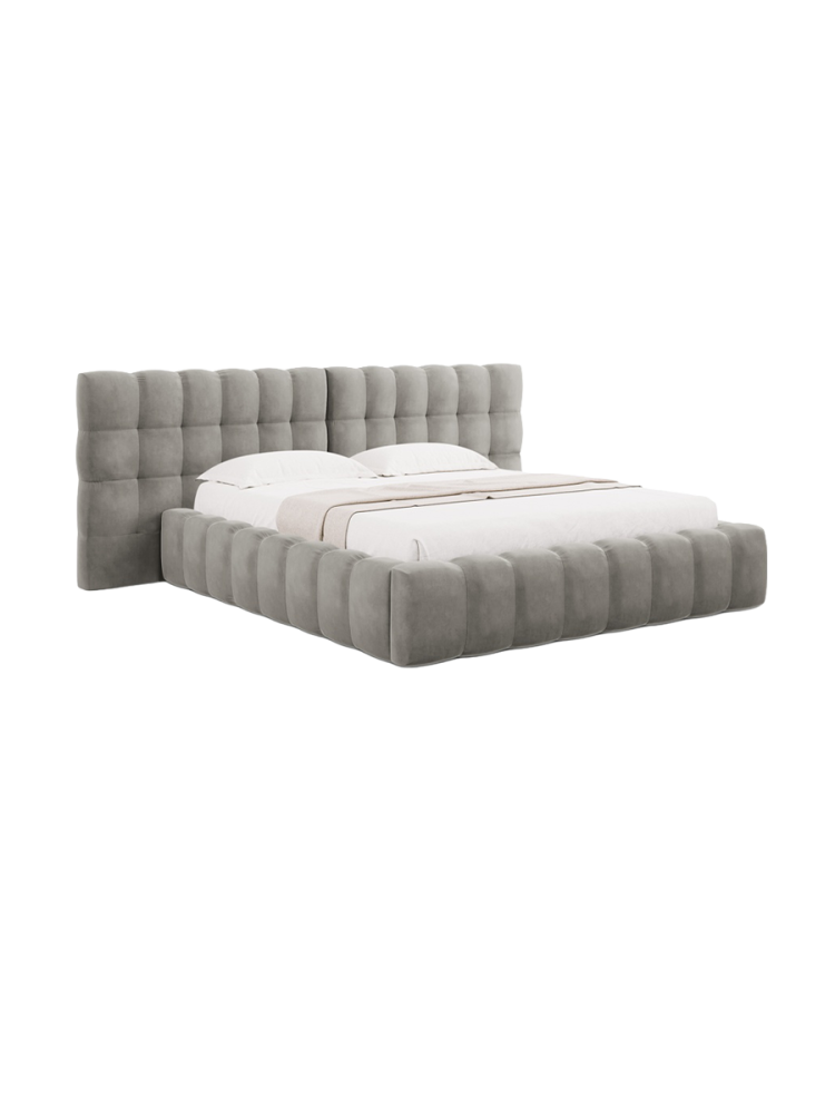 Design Polsterbett „Bali XL“ mit Ablagefach, Samt Hellgrau chosen by Bloomingloft