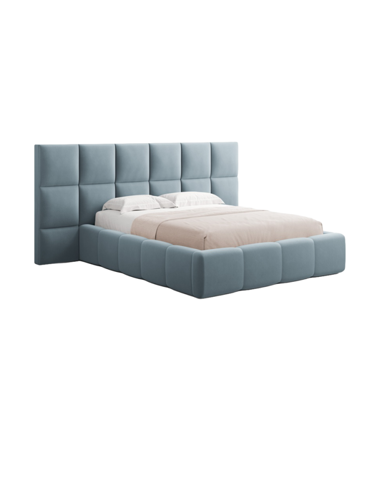 Design Polsterbett „Livigno XL“ mit Ablagefach, Samt Hellblau chosen by Bloomingloft