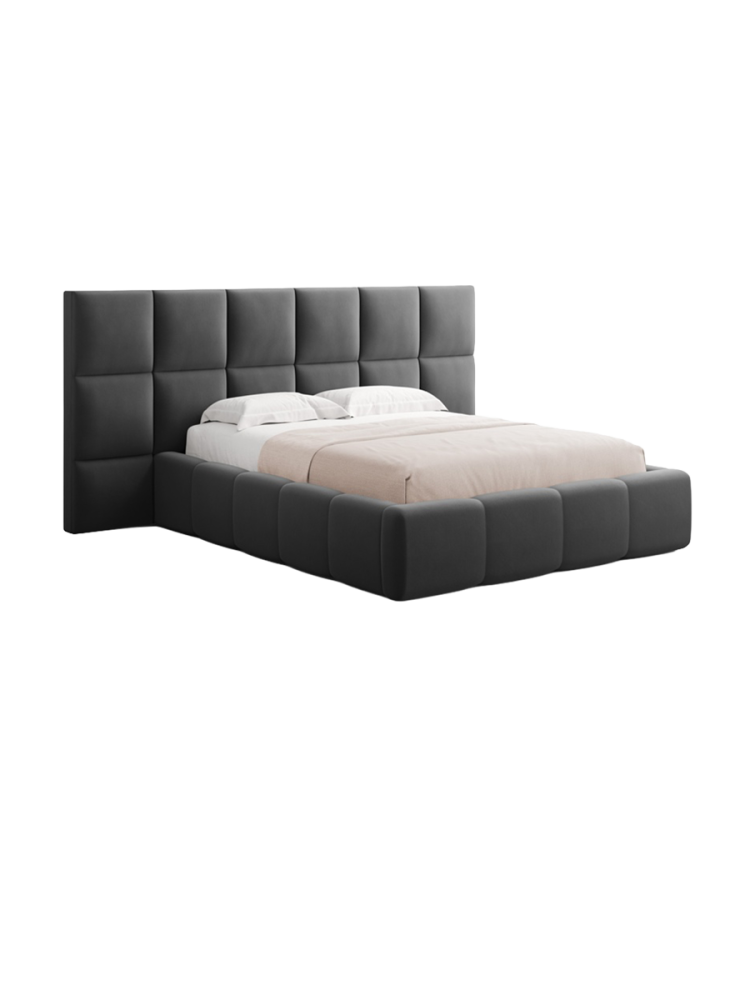 Design Polsterbett „Livigno XL“ mit Ablagefach, Samt Grau chosen by Bloomingloft