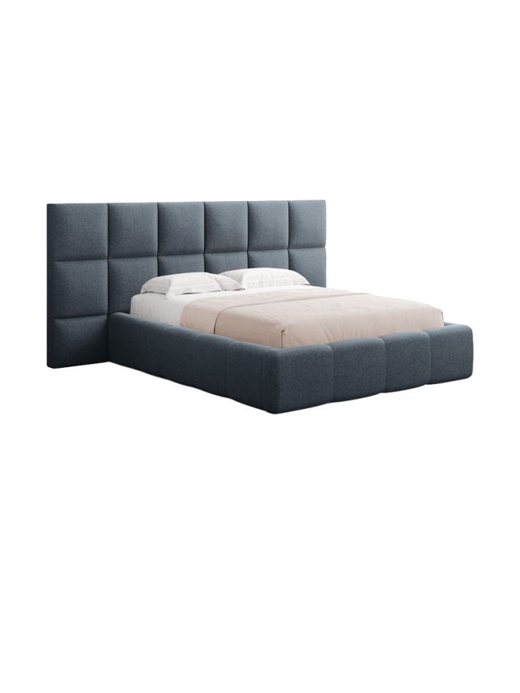 Design Polsterbett „Livigno XL“ mit Ablagefach, Strukturstoff Dunkelblau chosen by Bloomingloft
