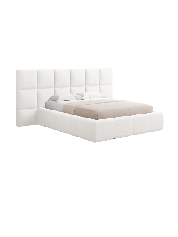 Design Polsterbett „Livigno XL“ mit Ablagefach, Strukturstoff Ivory chosen by Bloomingloft