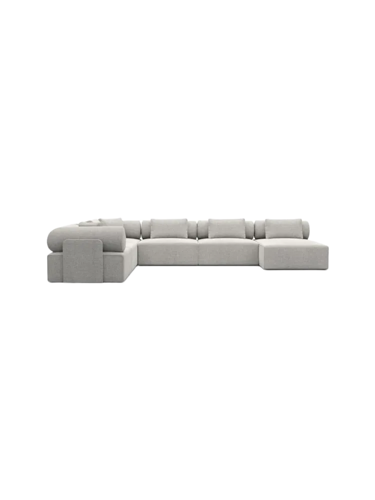 7-Sitzer Design Panorama-Sofa „Cipriani XXL“ mit Strukturstoff-Bezug Strukturstoff Hellgrau BLOOMINGLOFT Collection