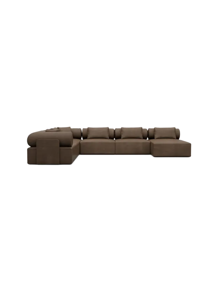 7-Sitzer Design Echtleder Panorama-Sofa „Cipriani XXL“ Echtleder Dark Brown BLOOMINGLOFT Collection
