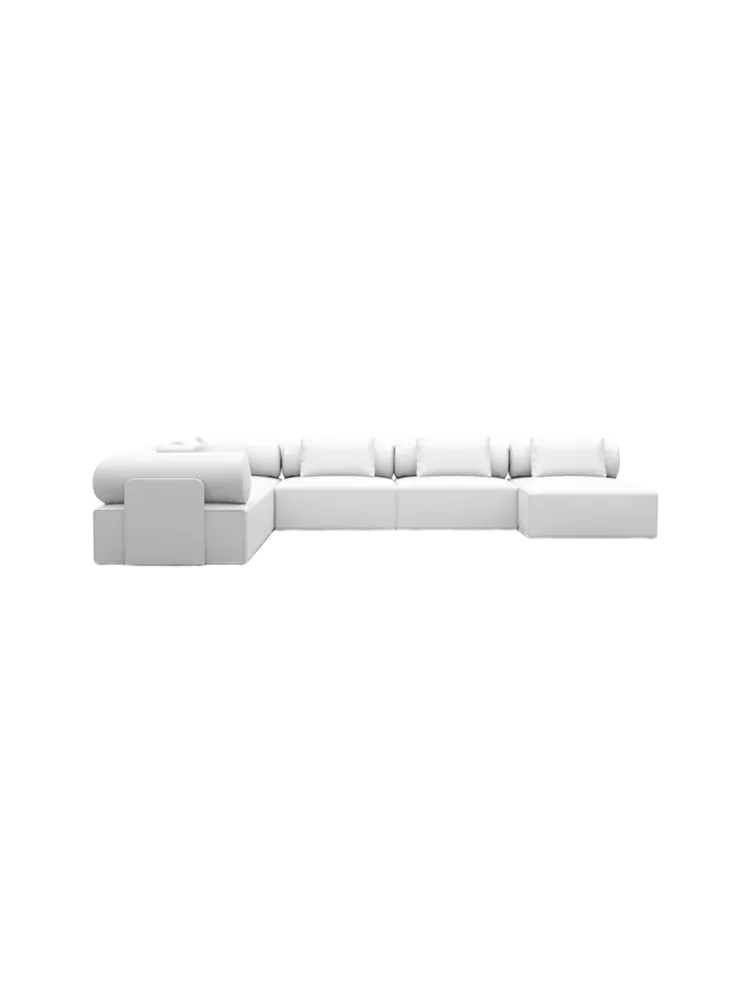 7-Sitzer Design Echtleder Panorama-Sofa „Cipriani XXL“ Echtleder White BLOOMINGLOFT Collection