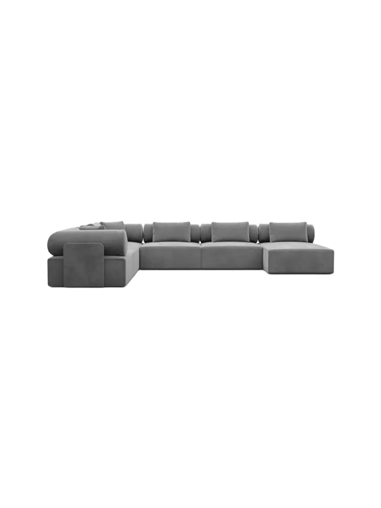 7-Sitzer Design Panorama-Sofa „Cipriani XXL“ mit Samtbezug Samtbezug Dunkelgrau BLOOMINGLOFT Collection