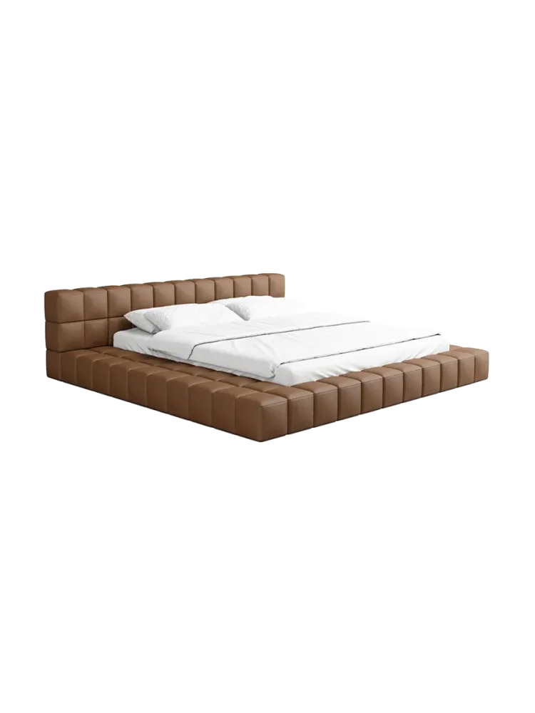 Design Polsterbett „Caspa“ mit Ablagefach, Kunstleder Choco Brown Kunstleder Schokobraun BLOOMINGLOFT Collection