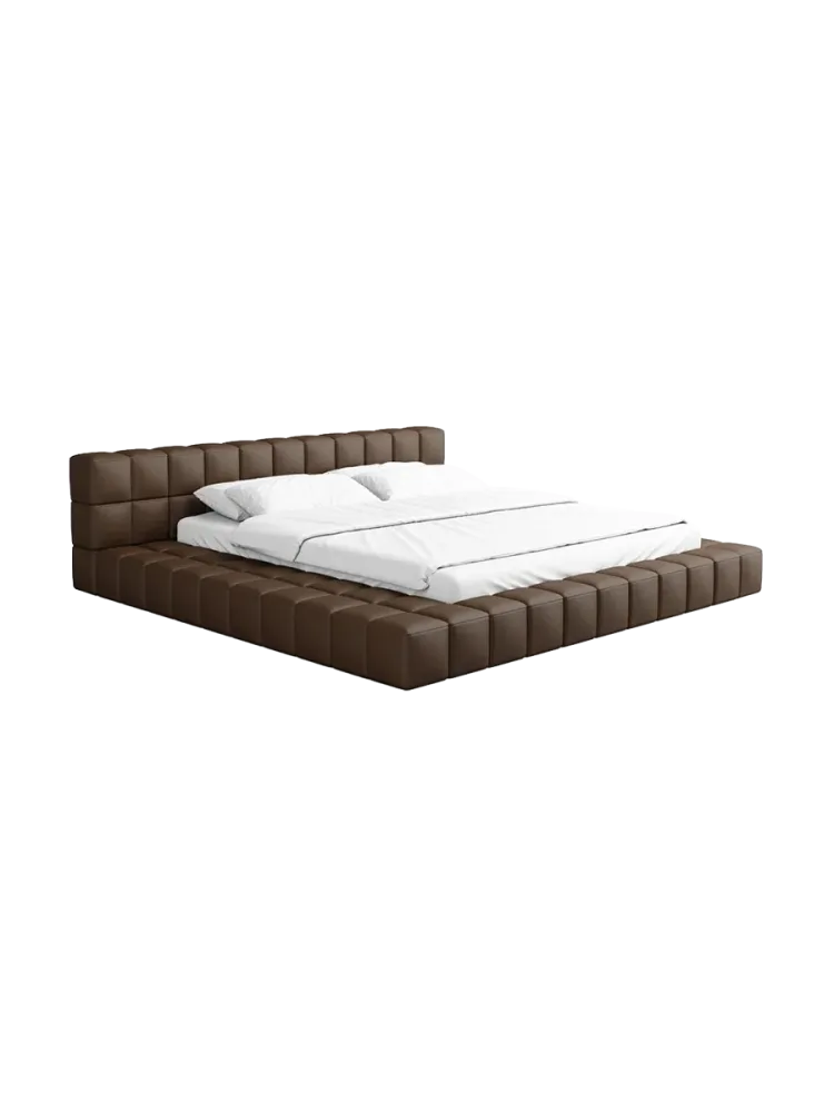 Design Polsterbett „Caspa“ mit Ablagefach, Kunstleder Dunkelbraun BLOOMINGLOFT Collection