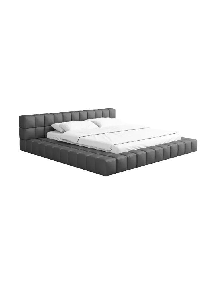 Design Polsterbett „Caspa“ mit Ablagefach, Kunstleder Grau BLOOMINGLOFT Collection