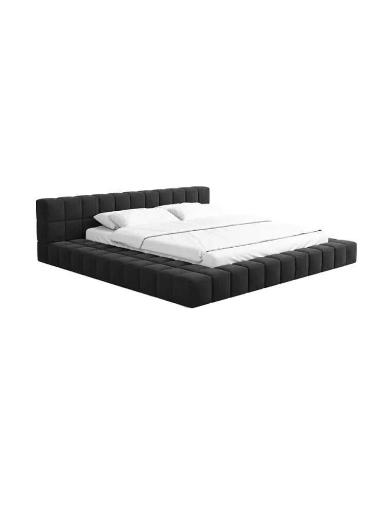 Design Polsterbett „Caspa“ mit Ablagefach, Webstoff Schwarz Strukturstoff Schwarz BLOOMINGLOFT Collection