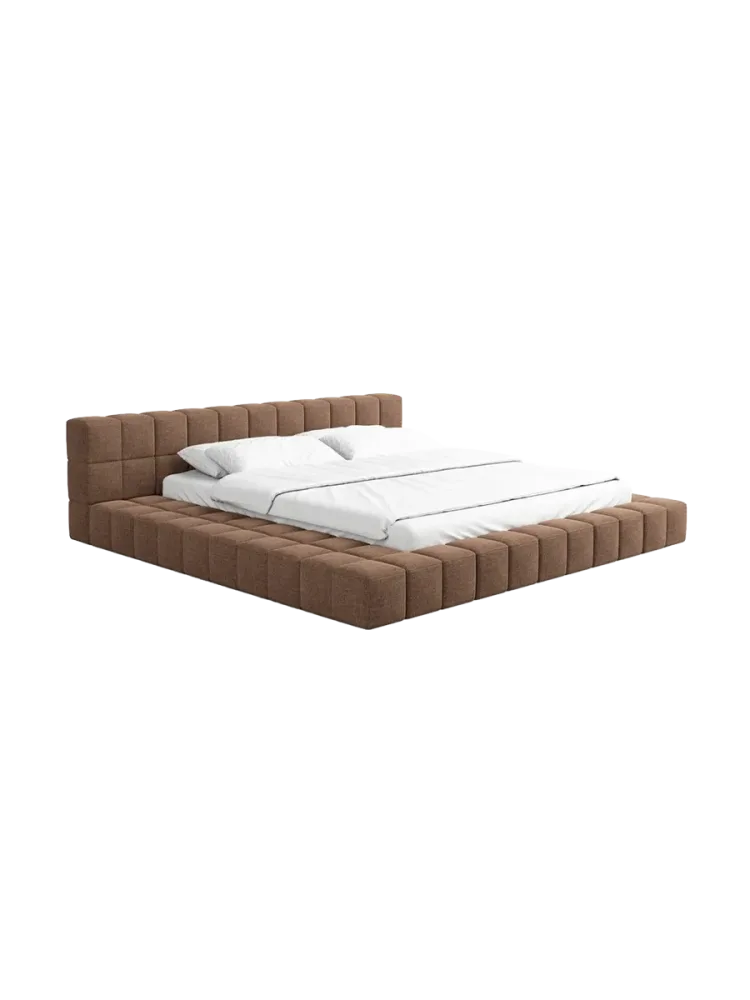 Design Polsterbett „Caspa“ mit Ablagefach, Webstoff Braun Strukturstoff Braun BLOOMINGLOFT Collection