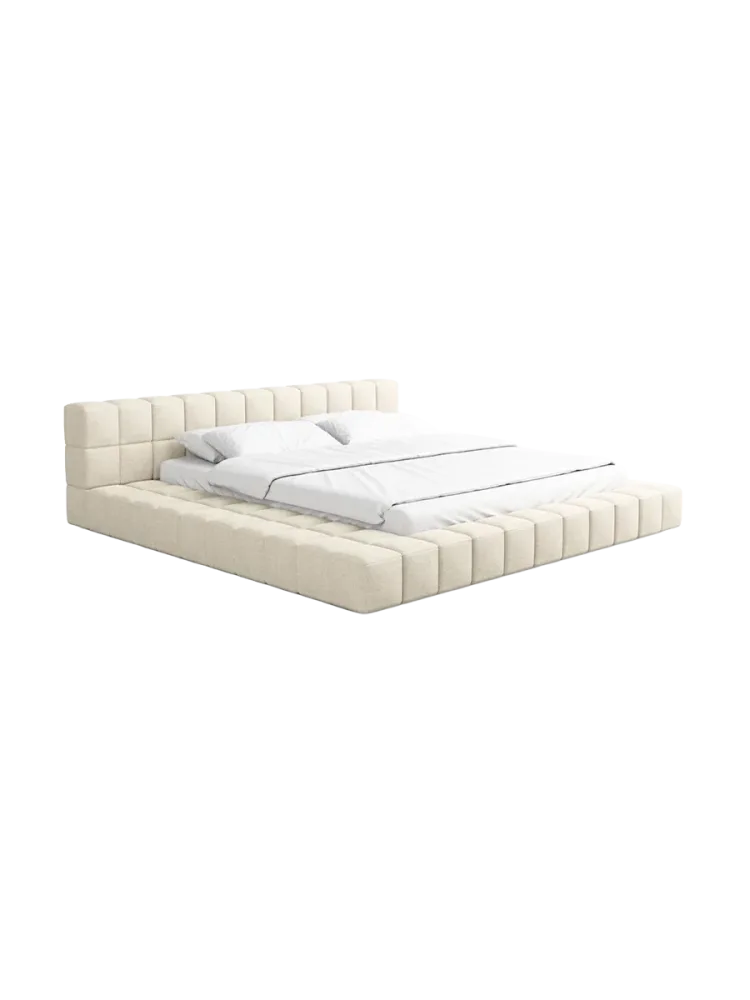 Design Polsterbett „Caspa“ mit Ablagefach, Webstoff Cream Strukturstoff Cream BLOOMINGLOFT Collection