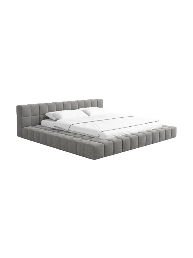 Design Polsterbett „Caspa“ mit Ablagefach, Webstoff Grau Strukturstoff Grau BLOOMINGLOFT Collection