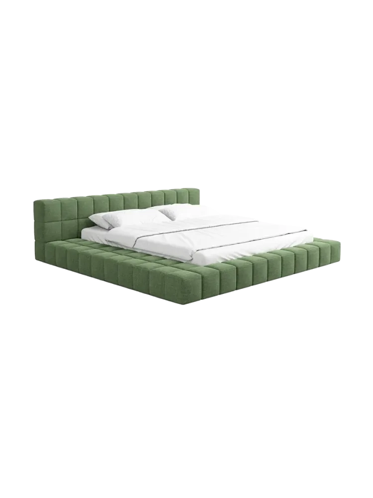 Design Polsterbett „Caspa“ mit Ablagefach, Webstoff Grün Strukturstoff Grün BLOOMINGLOFT Collection