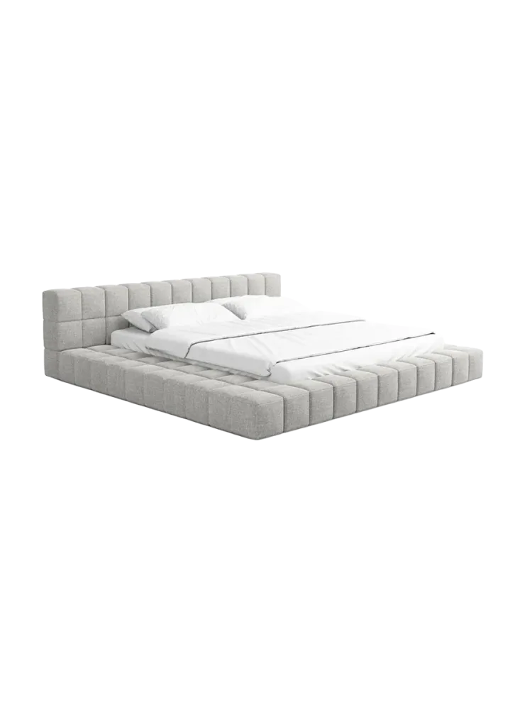 Design Polsterbett „Caspa“ mit Ablagefach, Webstoff Hellgrau Strukturstoff Hellgrau BLOOMINGLOFT Collection
