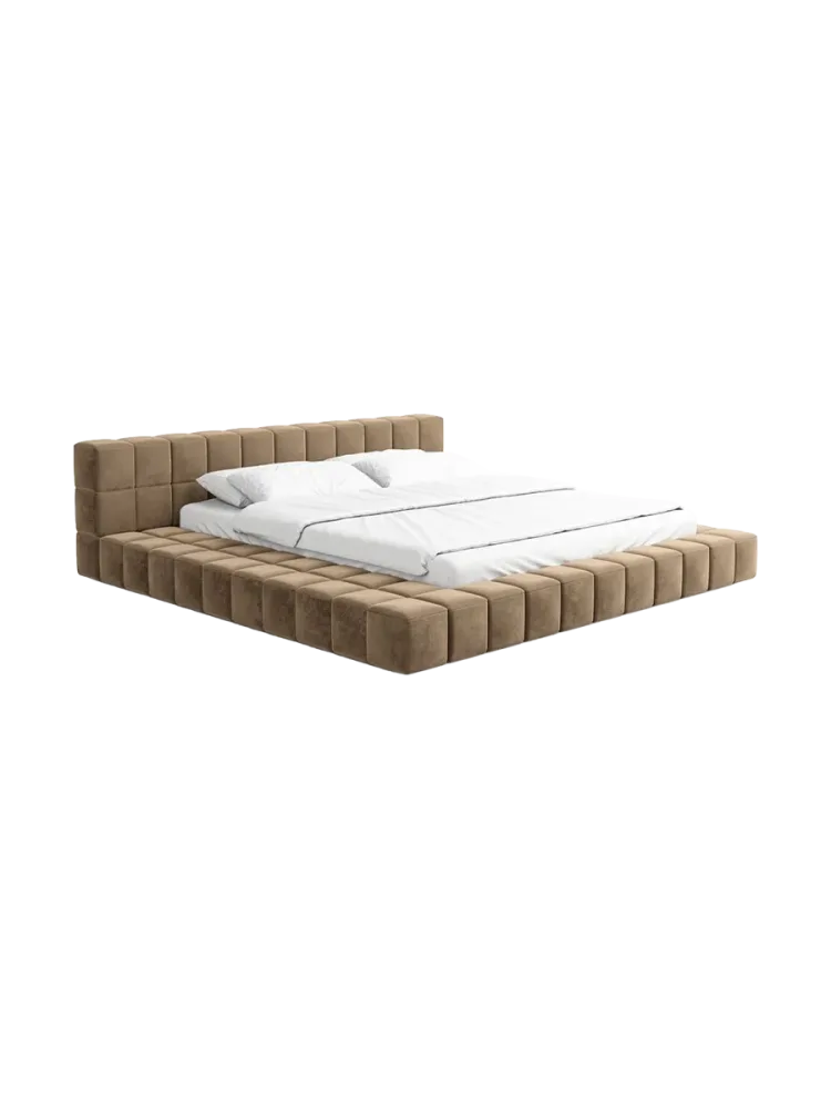 Design Polsterbett „Caspa“ mit Ablagefach, Samt Braun BLOOMINGLOFT Collection