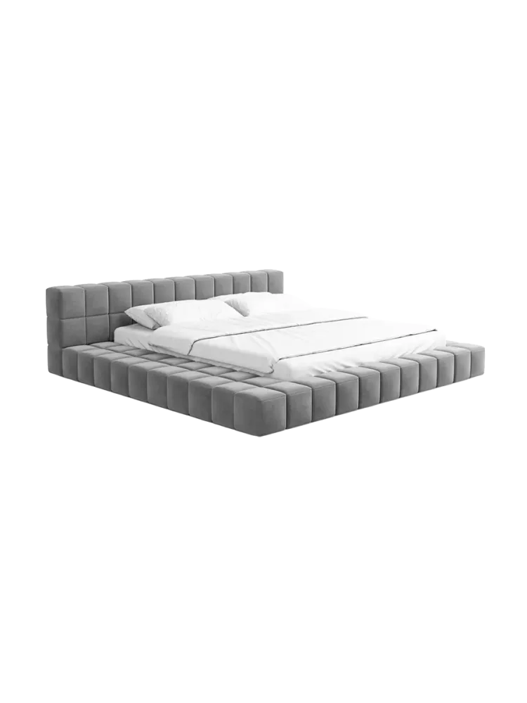 Design Polsterbett „Caspa“ mit Ablagefach, Samt Grau BLOOMINGLOFT Collection