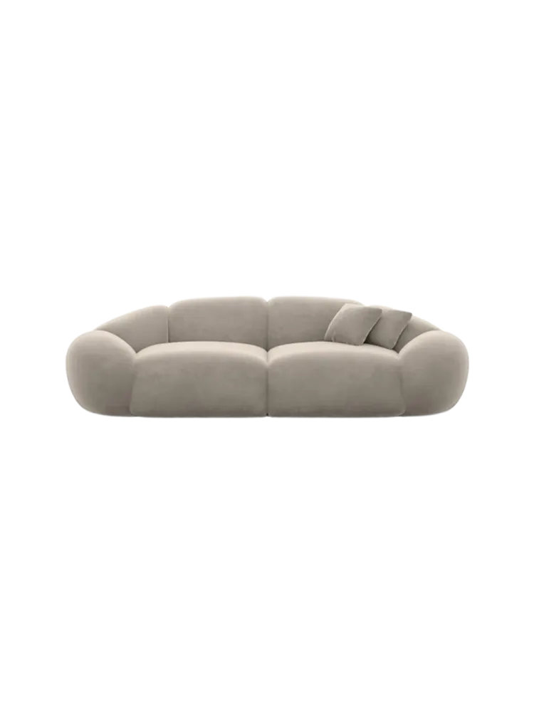 3-Sitzer Design Sofa „Cosmo“ mit Samtbezug Samtbezug Beige dunkel BLOOMINGLOFT Collection