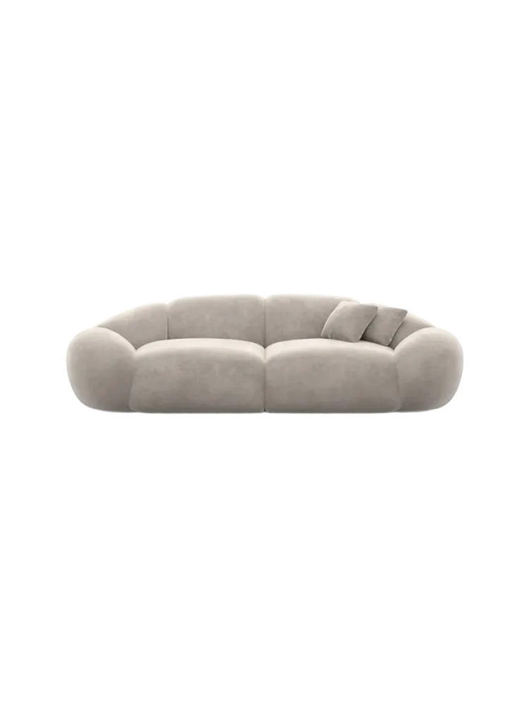 3-Sitzer Design Sofa „Cosmo“ mit Samtbezug Samtbezug Sand BLOOMINGLOFT Collection
