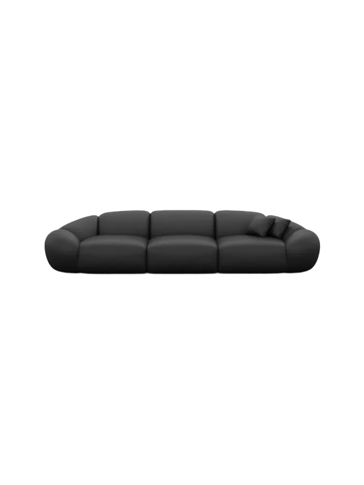 4-Sitzer Design Echtleder Sofa „Cosmo“ Echtleder Schwarz BLOOMINGLOFT Collection