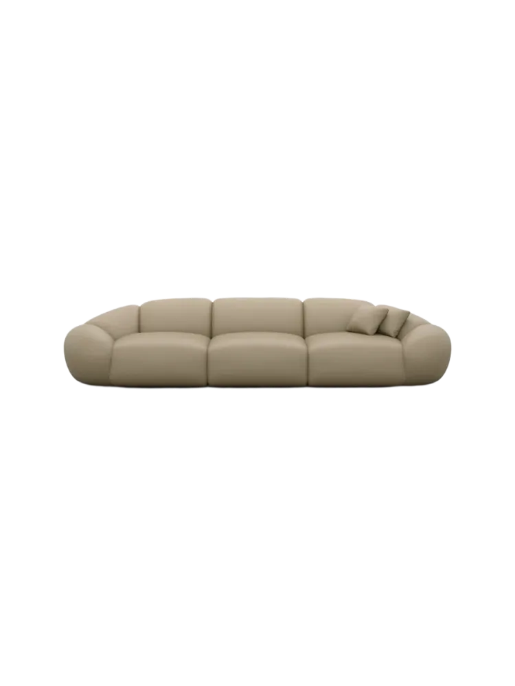 4-Sitzer Design Echtleder Sofa „Cosmo“ Echtleder Dark Beige BLOOMINGLOFT Collection