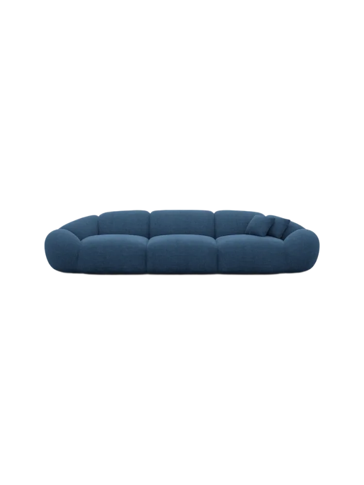 4-Sitzer Design Sofa „Cosmo“ mit Strukturstoff-Bezug Strukturstoff Dunkelblau BLOOMINGLOFT Collection