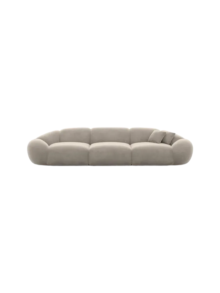 4-Sitzer Design Sofa „Cosmo“ mit Samtbezug Samtbezug Beige dunkel BLOOMINGLOFT Collection
