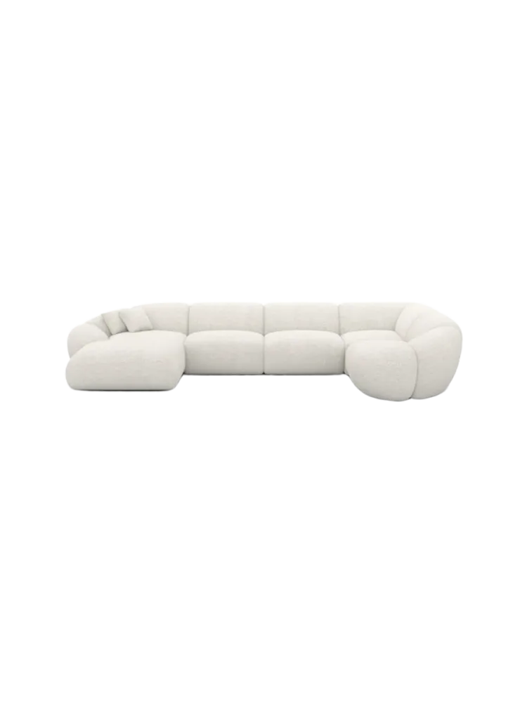 6-Sitzer Design Panorama-Sofa „Cosmo XL“ mit Bouclé-Bezug Bouclé White BLOOMINGLOFT Collection