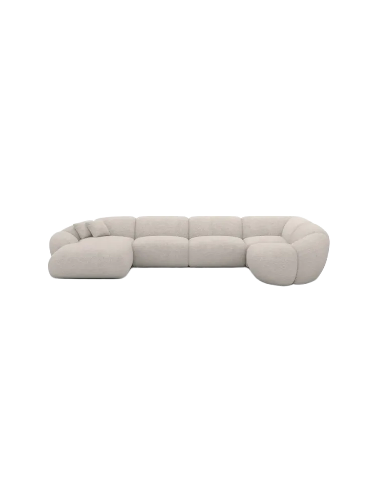 6-Sitzer Design Panorama-Sofa „Cosmo XL“ mit Bouclé-Bezug Bouclé Toffee BLOOMINGLOFT Collection