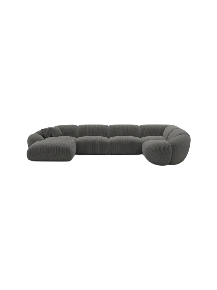 6-Sitzer Design Panorama-Sofa „Cosmo XL“, Cordsamt Cordsamt Dunkelgrau BLOOMINGLOFT Collection