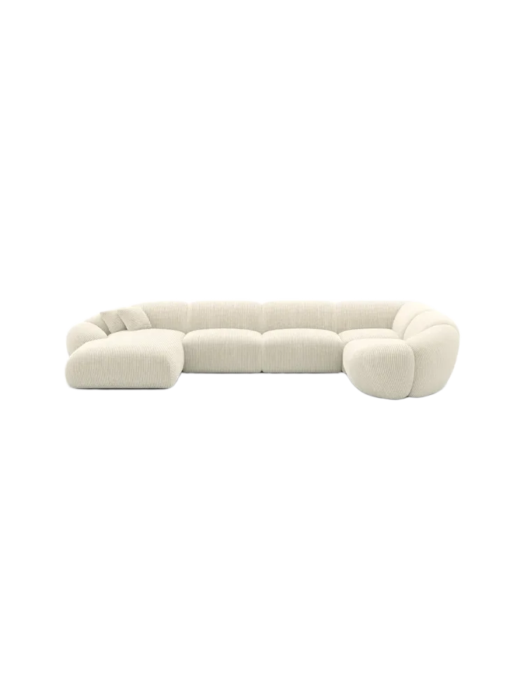 6-Sitzer Design Panorama-Sofa „Cosmo XL“, Cordsamt Cordsamt Beige hell BLOOMINGLOFT Collection