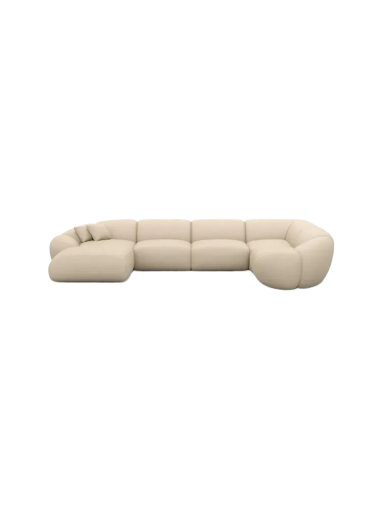 6-Sitzer Design Echtleder Panorama-Sofa „Cosmo XL“ Echtleder Beige BLOOMINGLOFT Collection