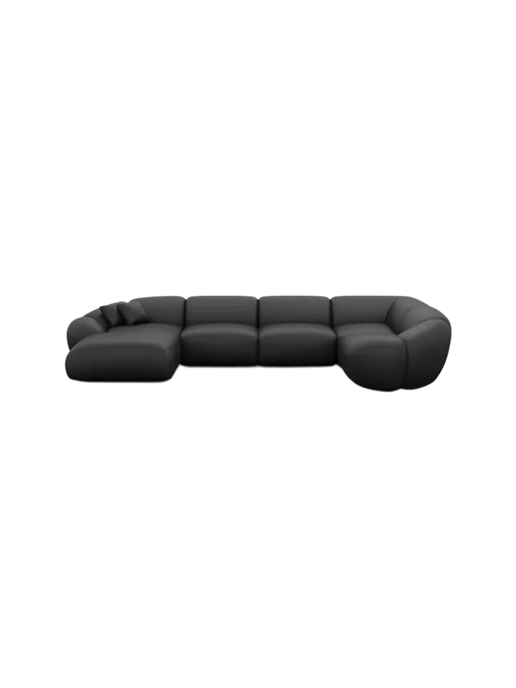 6-Sitzer Design Echtleder Panorama-Sofa „Cosmo XL“ Echtleder Schwarz BLOOMINGLOFT Collection