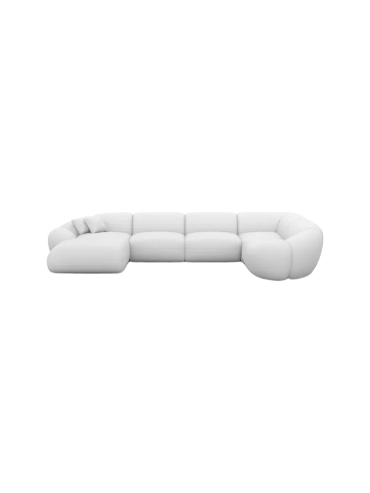 6-Sitzer Design Echtleder Panorama-Sofa „Cosmo XL“ Echtleder White BLOOMINGLOFT Collection