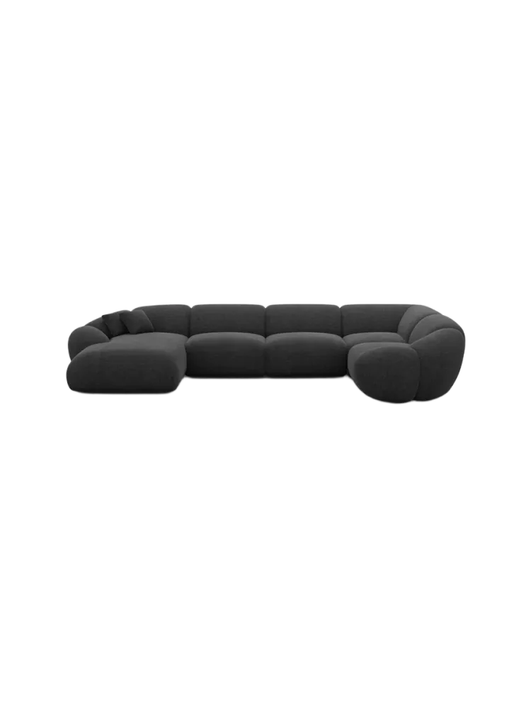 6-Sitzer Design Panorama-Sofa „Cosmo XL“ mit Strukturstoff-Bezug Strukturstoff Schwarz BLOOMINGLOFT Collection